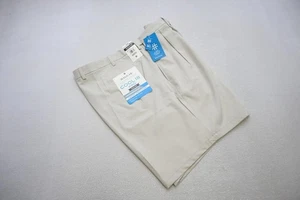 Haggar Cool18 Golf Shorts Beige Pleated Flex Waist Comfort Mens Size 46 NWT - Picture 1 of 7