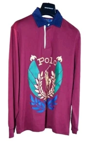 Mens Polo Ralph Lauren Rugby Shirt Long Sleeve Corduroy Trim Size Medium New - Picture 1 of 12