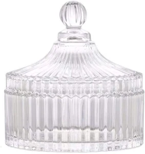 300Ml/10Oz Glass Candy Dish with Lid Decorative Candy Bowl Crystal Covered Candy - Picture 1 of 7