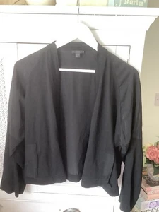 COS Black Open Cardigan Pockets Size S (10/12) Relaxed Wool Silk Quiet Luxury - Picture 1 of 9