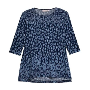 Belle by Kim Gravel, QVC, Blue Geometric Print Top with Stretch, size XXS - Picture 1 of 4
