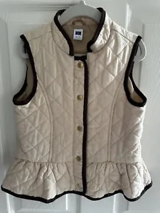 Janie And Jack Tan Beige Quilted Riding Vest Youth Girls Size 5 to 6 ORIG $85 - Picture 1 of 6