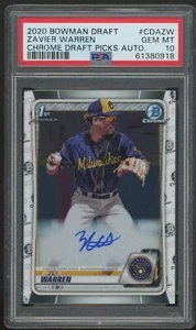 2020 Bowman Draft Chrome ZAVIER WARREN AUTO PSA 10 CDA-AZW BREWERS - Picture 1 of 1