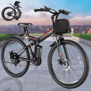 26" Folding Electric Bike 500W 48V Adults E-Mountain Bicycle 21Speed EBike w/LCD - Picture 1 of 13