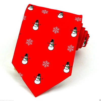 Men's Christmas Necktie Jacob Alexander Snowman Snow Holiday Red Neck Tie  - Image 1 of 2