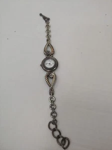 Brighton Charleston Watch Adjustable Bracelet Silver Band Gold Accent White Face - Picture 1 of 5