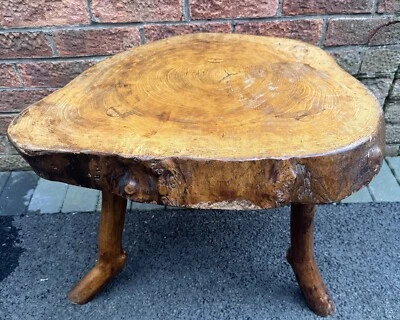 Vintage Tripod Wooden Coffee Table Brutalist Branch Legs  - Image 1 of 4