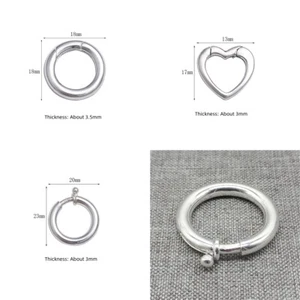 S925 Sterling Silver Plain Spring Ring Clasp Connector for Necklace Bracelet DIY - Picture 1 of 11