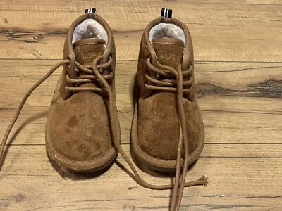 Botas Nautica para niños pequeños talla 7 marrón tostado cálidas invierno con cordones parte superior alta al aire libre Foto 1 de 4
