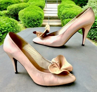 MARTINEZ VALERO Vintage Años 80 Zapatos de salón Cuero Flor Grande Mujer 8.5 España Foto 1 de 4