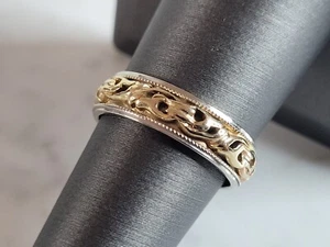 Womens Vintage Estate 14k Mixed Gold Wedding Band Ring 4.8g E3683 - Picture 1 of 4