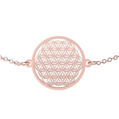 Damen Armkette Armband Anhänger Blume des Lebens Kettchen Edelstahl Rosé Gold - Bild 1 von 4