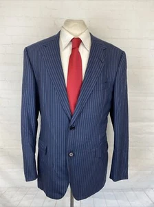 Oxxford Clothes Men's Navy Blue Striped Blazer 42R $1,295 - Picture 1 of 10