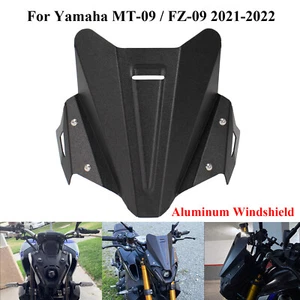 Aluminium Windschutzscheibe Windabweiser für Yamaha MT-09/FZ-09 2021-22 Schwarz - Picture 1 of 12