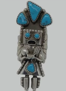 Anillo Navajo Kachina en Turquesa Esterlina Artista Navajo es Doris Smallcanyon - Imagen 1 de 1