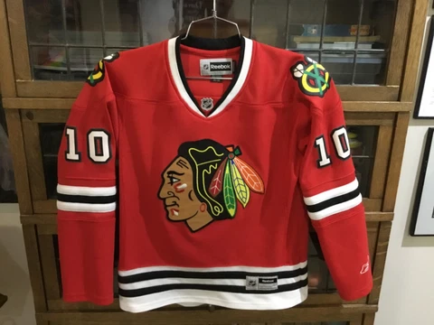 Patrick Sharp #10 Chicago Blackhawks Red SEWN Womens Reebok Jersey SZ M - cool Cover