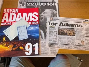 Bryan Adams Programme Ticket Scarf And Cuttings Stockholm 1991 - Imagen 1 de 7