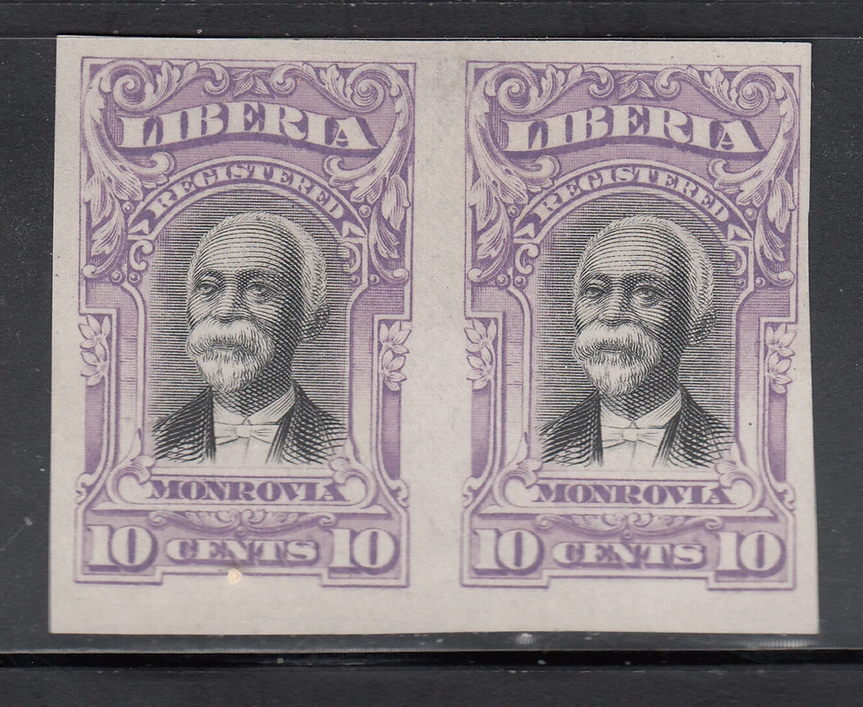 Liberia # F13 Color Proof Pair in LAVENDER on Paper (no gum as usual) - Image 1 of 1