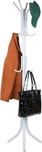 Freestanding Coat Rack, Hall Tree Organizer, Metal, 18x18x68.5", White - Picture 1 of 7