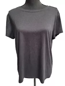 Double Zero SPLIT Back Top (L) Black Short-Sleeve Tapered VERY SOFT - Picture 1 of 4
