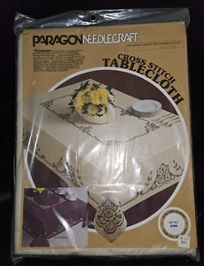 1977 Paragon Needlecraft Cross Stitch Tablecloth CONTESSA Rare/HTF 59"x106" NOS - Picture 1 of 3