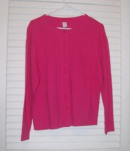 LAND'S END COTTON PINK SWEATSHIRT CARDIGAN L - Picture 1 of 1