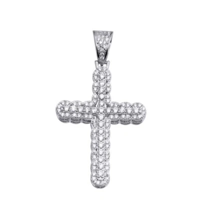 Plata de Ley Cruz Hip Hop Colgante W/ Micro Pavé Circonita - Imagen 1 de 2