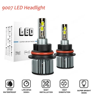 SKN 9007 HB5 LED Headlight Bulbs High Low Beam 6000K White With Fan Bright 2X - Picture 1 of 12