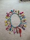 1980’s PLASTIC BELL CLIP CHARM NECKLACE WITH 27 VINTAGE 80’s TOY CHARMS #3