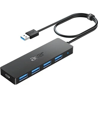 Acer 4-Port USB 3.0 Hub | Fast Data Transfer | Compact & Portable | PC & Mac - Image 1 of 4