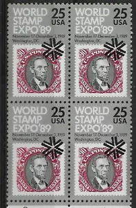 1989 Sc # 2410, World Stamp EXPO Lincoln Block 25c, Stamps on Stamps, VF MNH** - Picture 1 of 1