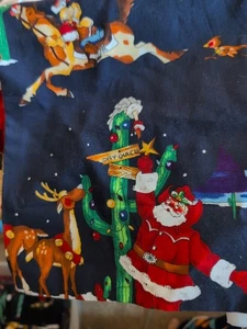 Cotton Cowboy Santa Country Christmas 21 1/2 X 21 1/2 Unstuffed Pillow - Picture 1 of 2
