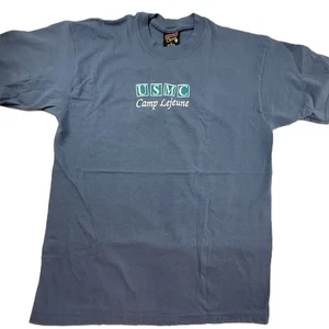 Vintage USMC Marine Corps Camp Lejeune T-Shirt Men's L Blue Soffe Made in USA - Bild 1 von 7