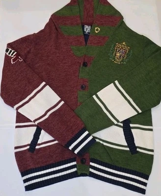 Born Fly Cardigan Mens Size 3XL Maroon Green Embroidered Patches - Image 1 of 4
