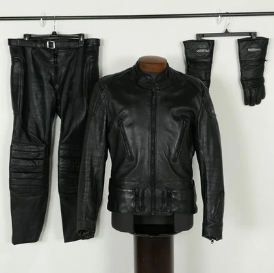 VTG Hein Gericke Leather Jacket Pants & Gauntlet Gloves Motorcycle Suit Mens L - Image 1 of 4