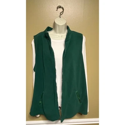Quacker Factory green fleece vest - Image 1 of 4