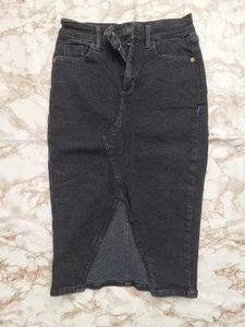 River Island Pencil Drnim Skirt With Front Split Size UK8 - Picture 1 of 2