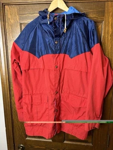 Vintage 80s Powderhorn Mountaineering Jacket Mens L Red Hooded Outdoor Coat - Picture 1 of 3