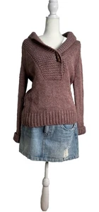 Guide Series Chunky Knit Wool Alpaca Blend Sweater Women’s Sm Mauve Fuzzy Warm - Picture 1 of 13