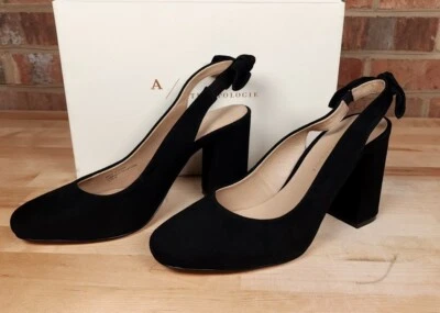 Nuevos zapatos de salón Anthropologie de gamuza con cordones negros para mujer talla 9/39 Foto 1 de 4