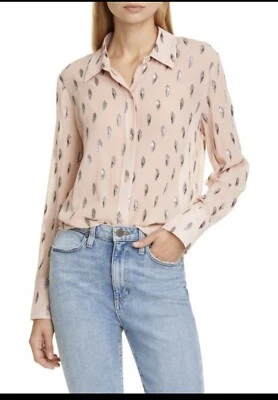 Blusa Equipment Sedienne Hojas Metálicas Mezcla Seda, Talla S, Usada Foto 1 de 4