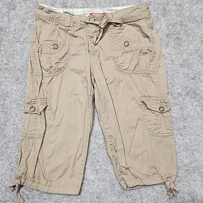 Bermuda cargo Unionbay masculina bege frente plana bolsos com cordão tamanho 5 - Imagem 1 de 4