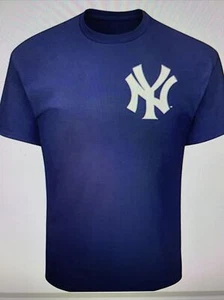 New York Yankees MLB Youth Boys Majestic Navy Blue Tee Shirt Medium (10/12) New - Picture 1 of 7