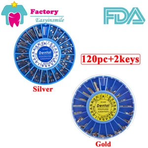 Dental Screw Post Gold/Silver Plated Titanium Kit Conical Root Canal Pins 120PC - Picture 1 of 12