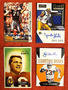 4 CARD LOT OF 4 NFL FOOTBALL HALL OF FAMERS - 3 OF 4 ARE AUTOGRAPHS. ALL 4 MINT!