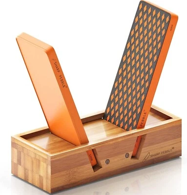 Juego de piedras de afilar diamantes guijarros afilados - Granos 400 y 1200 piedra de afilar húmeda en ángulo Foto 1 de 4