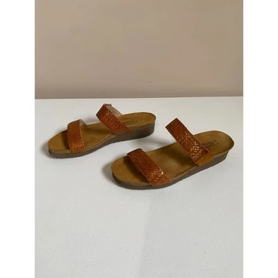 Sandalias NAOT Blake para mujer de cuero tejido marrón con plantilla de corcho con cuña talla 9/40 Foto 1 de 4
