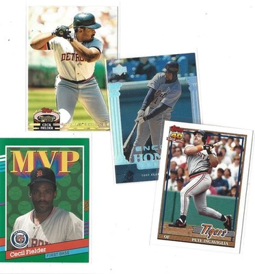 Lote de 4 cartas de los Tigres de Detroit Cecil Fielder, Pete Incaviglia y Tony Clark (A) Foto 1 de 2