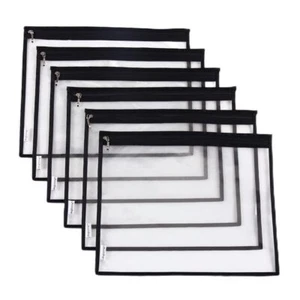 Water-Resistant Clear PVC Organizer Bags Zipper Closure Multi-Purpose 6-Pack - Picture 1 of 6