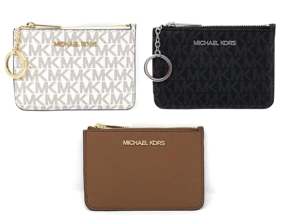 Nuovissimo Michael Kors Jet Set da viaggio piccolo portamonete in pelle con cerniera superiore con ID - Immagine 1 di 1